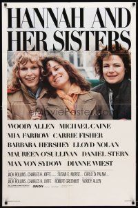 1g398 HANNAH & HER SISTERS 1sh '86 Allen directed, Mia Farrow, Dianne Weist & Barbara Hershey