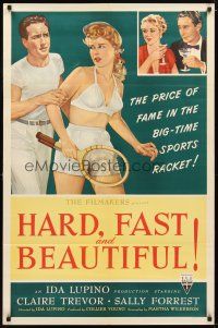 1g401 HARD, FAST & BEAUTIFUL 1sh '51 Ida Lupino, art of sexy tennis player Sally Forrest!