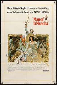 1g520 MAN OF LA MANCHA 1sh '72 Peter O'Toole, Sophia Loren, cool Ted CoConis art!