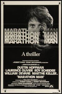 1g529 MARATHON MAN 1sh '76 cool image of Dustin Hoffman, John Schlesinger classic thriller!