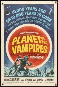 1g644 PLANET OF THE VAMPIRES 1sh '65 Mario Bava, beings of the future who rule the demon planet!
