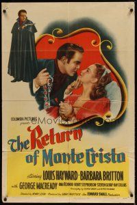 1g683 RETURN OF MONTE CRISTO style A 1sh '46 Louis Hayward as the Count, Barbara Britton