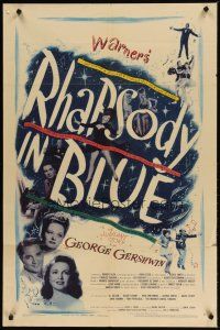 1g691 RHAPSODY IN BLUE 1sh '45 Robert Alda as George Gershwin, Al Jolson pictured!