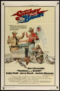 1g799 SMOKEY & THE BANDIT 1sh '77 art of Burt Reynolds, Sally Field & Jackie Gleason by Solie