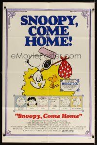 1g802 SNOOPY COME HOME 1sh '72 Peanuts, Charlie Brown, great image of Snoopy & Woodstock!