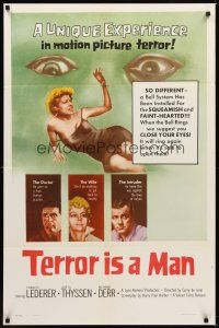 1g864 TERROR IS A MAN 1sh '59 H.G. Wells, a unique experience in motion picture terror!