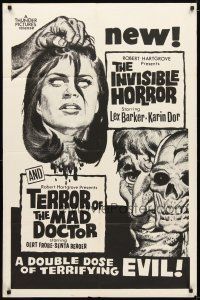 1g865 TERROR OF THE MAD DOCTOR/INVISIBLE DR MABUSE 1sh '66 German horror sci-fi double-bill!