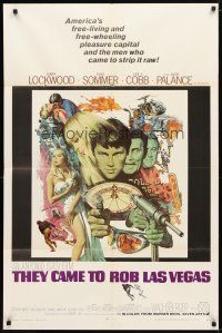 1g881 THEY CAME TO ROB LAS VEGAS 1sh '68 Gary Lockwood, cool artwork including roulette wheel!