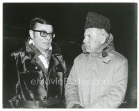 1h004 AIRPORT candid 7.5x9.5 still '74 producer Ross Hunter & author Arthur Hailey outside freezing!