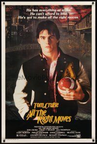 1j030 ALL THE RIGHT MOVES 1sh '83 close up of high school football player Tom Cruise!