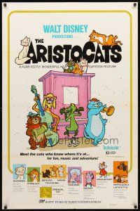 1j038 ARISTOCATS 1sh R73 Walt Disney feline jazz musical cartoon, great colorful image!