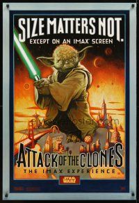 1j043 ATTACK OF THE CLONES IMAX style A DS 1sh '02 Star Wars Episode II, McMacken art of Yoda!