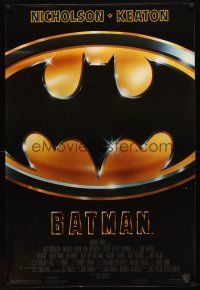 1j052 BATMAN glossy 1sh '89 Michael Keaton, Jack Nicholson, directed by Tim Burton!