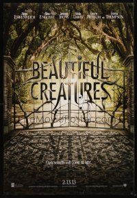 1j060 BEAUTIFUL CREATURES teaser DS 1sh '13 Alden Ehrenreich, Jeremy Irons, cool image of gate!