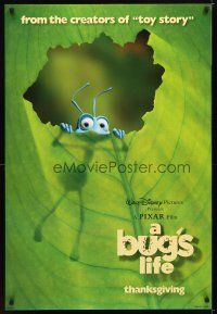 1j081 BUG'S LIFE advance DS 1sh '98 Walt Disney, Pixar CG, cute art of peeking ant!