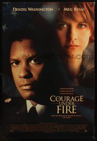 1j130 COURAGE UNDER FIRE style A int'l 1sh '96 headshots of Denzel Washington & Meg Ryan!
