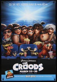 1j138 CROODS teaser DS 1sh '13 cast from CGI prehistoric adventure comedy in theater!