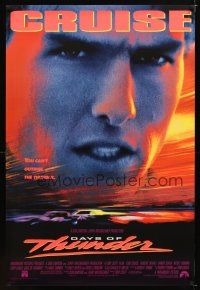 1j163 DAYS OF THUNDER 1sh '90 super close image of angry NASCAR race car driver Tom Cruise!
