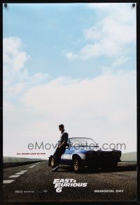 1j218 FAST & FURIOUS 6 teaser DS 1sh '13 cool image of Paul Walker on racetrack w/car!