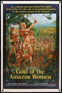 1j263 GOLD OF THE AMAZON WOMEN 1sh '79 sexy Anita Ekberg, Amazons shooting down helicopter w/bows!