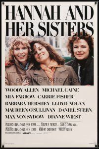 1j278 HANNAH & HER SISTERS 1sh '86 Allen directed, Mia Farrow, Dianne Weist & Barbara Hershey