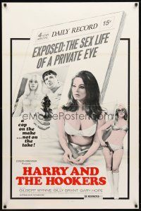 1j283 HARRY & THE HOOKERS 1sh '75 exposed, the sex life of a private eye, sexy art!