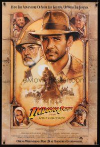 1j343 INDIANA JONES & THE LAST CRUSADE int'l advance 1sh '89 art of Ford & Sean Connery by Drew!