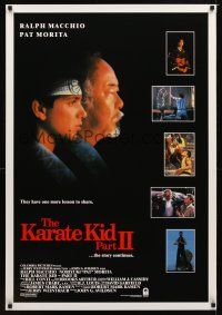 1j377 KARATE KID PART II int'l 1sh '86 great profile of Pat Morita as Mr. Miyagi, Ralph Macchio!