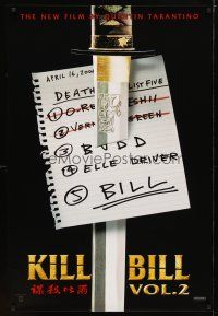 1j379 KILL BILL: VOL. 2 teaser 1sh '04 Quentin Tarantino, cool image of katana through hit list!