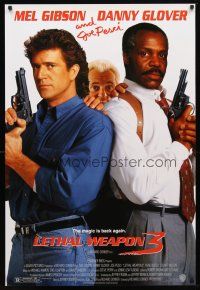 1j425 LETHAL WEAPON 3 1sh '92 great image of cops Mel Gibson, Glover, & Joe Pesci!