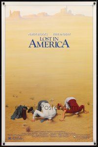 1j452 LOST IN AMERICA 1sh '85 great Lettick art of Albert Brooks & Julie Hagerty w/heads in sand!