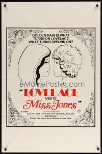 1j456 LOVELACE MEETS MISS JONES 1sh '75 art of Linda Lovelace & Georgina Spelvin!