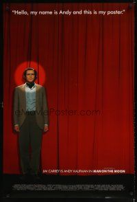 1j469 MAN ON THE MOON DS 1sh '99 great image of Jim Carrey as Andy Kaufman on stage!