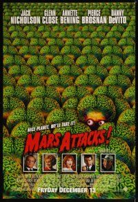 1j474 MARS ATTACKS! advance DS 1sh '96 directed by Tim Burton, great image of many alien brains!