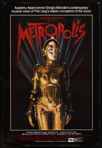 1j486 METROPOLIS 1sh R84 Fritz Lang classic, Girogio Moroder, art of female robot by Nikosey!