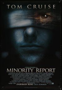 1j491 MINORITY REPORT style A advance DS 1sh '02 Steven Spielberg, Tom Cruise, Colin Farrell