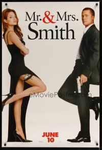 1j506 MR. & MRS. SMITH teaser 1sh '05 married assassins Brad Pitt & sexy Angelina Jolie!