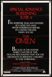 1j556 OMEN style A special advance 1sh '76 Gregory Peck, Lee Remick, Satanic horror!