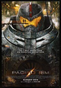 1j565 PACIFIC RIM advance DS 1sh '13 Guillermo del Toro directed sci-fi, Charlie Hunnam, Idris Elba