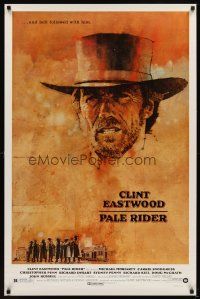 1j566 PALE RIDER 1sh '85 great artwork of Clint Eastwood by C. Michael Dudash!