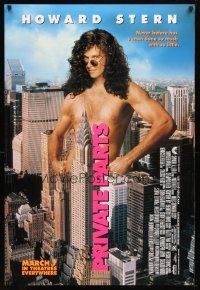 1j610 PRIVATE PARTS advance DS 1sh '96 wacky image of naked Howard Stern in New York City!