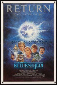 1j628 RETURN OF THE JEDI 1sh R85 George Lucas classic, different montage art by Tom Jung!