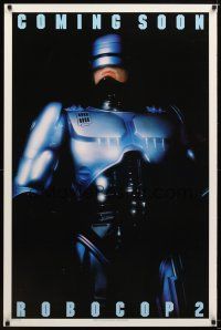 1j636 ROBOCOP 2 teaser DS 1sh '90 cyborg policeman Peter Weller, sci-fi sequel!