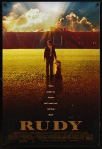 1j644 RUDY DS 1sh '93 Sean Astin on field gets to play Notre Dame football!