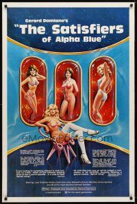 1j652 SATISFIERS OF ALPHA BLUE 1sh '81 Gerard Damiano directed, sexiest sci-fi artwork!