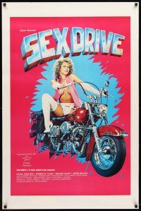 1j673 SEX DRIVE 1sh '85 sexy girl on Harley Davidson Electra Glide!