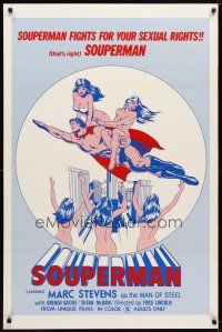 1j714 SOUPERMAN 1sh '76 wild Superman sex parody, he fights for your sexual rights!