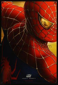 1j719 SPIDER-MAN 2 teaser DS 1sh '04 cool image of Tobey Maguire as superhero!