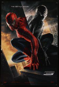 1j720 SPIDER-MAN 3 textured DS teaser 1sh '07 Sam Raimi, Tobey Maguire in red & black costumes!