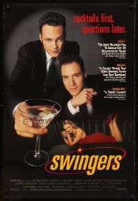 1j763 SWINGERS reviews DS 1sh '96 Vince Vaughn w/martini, Jon Favreau, sexy Heather Graham!